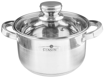 Кастрюля Stenson "Classico" с крышкой, все типы плит, капсульное дно, нерж.сталь D18см, 2,6л
