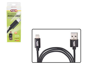 Кабель Pulso CC-1802L BK, USB - Lightning 3А, 2м, black (швидка зарядка/передача даних)