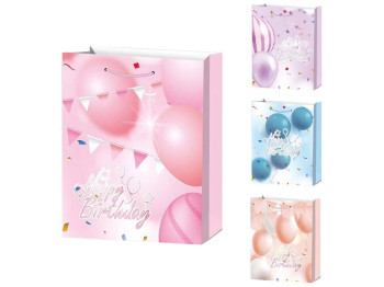 Пакет подарочный бумажный M Happy birthday, 26x32x10см