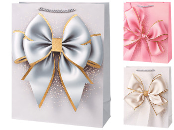Пакет подарунковий паперовий Bow, розмір S, 18×23×10 см, 3 дизайни (ціна за 1шт)