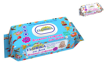 Вологі серветки дитячі Florica "Алое вера" 120шт з клапаном