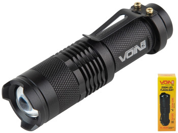 Ліхтарик ручний VOIN VL-3028, LED XPE, 100Lm, зум, алюміній, (1хАА не в комплекті)