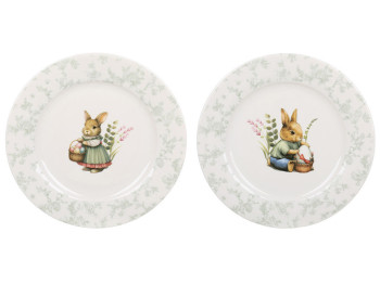 Тарелка фарфоровая Floral Green, D19 см (2 дизайна, цена за 1 шт)