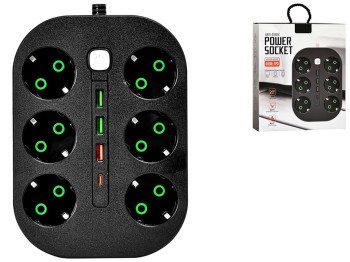 Удлинитель 3м (6р 3USB 1PD с выключателем) 21,8х18,3х5см