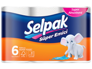 Полотенце кухонное Selpak белое (цена за упаковку 6шт)