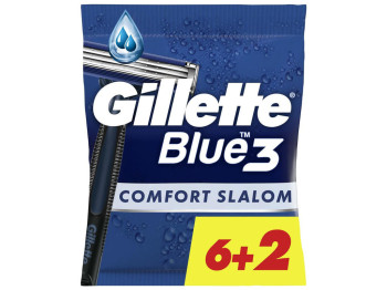 Бритва для гоління Gillette Blue 3 Comfort Slalom, одноразовий, 3 леза, пластик, хром, 8шт