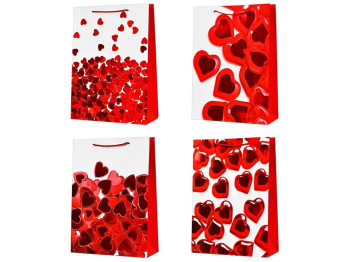 Пакет подарочный бумажный L Hearts, 30х41,5х12см