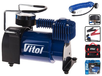 Компресор Vitol K-40 з прикурювачем (150psi, 14Amp, 37л)