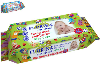 Вологі серветки дитячі Florica "Алое вера" 70шт 50073-1
