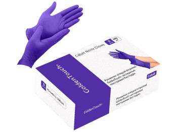 Рукавички Golden Touch, нестерильні, текстуровані, нітрил, розмір S, 3,7г, колір кобальт, 50шт/уп