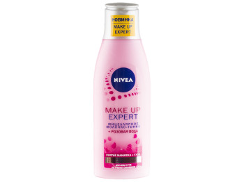 Міцелярна молочко-тонік Nivea Make up Expert для зняття макіяжу з обличчя та губ+рожева вода 200мл