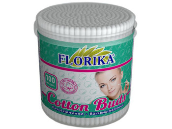 Ватні палички (пластик) Florika 100шт (у банці)
