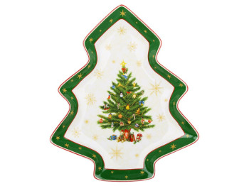 Тарілка сервірувальна у формі ялинки Christmas Story, порцеляна, 25,1×21,5×3см, колір зелений