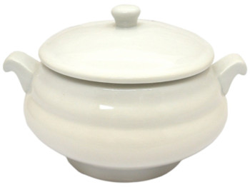 Супниця, з кришкою, порцеляна, 2л, 25×15см, колір білий