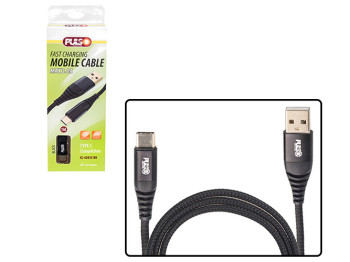 Кабель Pulso CC-4201C BK, USB - Type C 3А, 1м, black (швидка зарядка/передача даних)