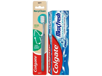 Зубная паста Colgate Макс Фреш Освежающие кристаллы + зубная щетка RecyClean, 75мл