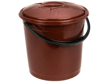 Відро R plastic коричневе, з кришкою, 10л