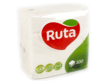 Серветки "Рута-Пікнік" білі 100шт 33x33см