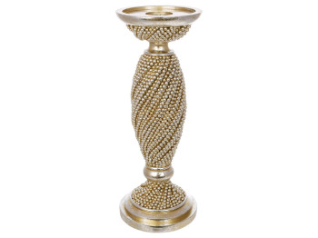 Підсвічник Pearl, для тонких і товстих свічок, полірезина, шампань, 10×26,5см