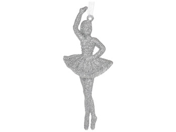 Ялинкова прикраса Балерина, 14см, колір - срібло
