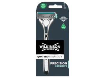 Бритва Wilkinson Sword Quattro Titanium Sensitive, з 1 змінним картриджем, 4 леза, алюміній