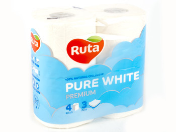 Бумага туалетная "Ruta" Pure White белая трехсл. (цена за уп. 4 рулона)