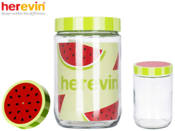 Банка скляна Herevin "Watermelon" з пластиковою кришкою 660мл 42995