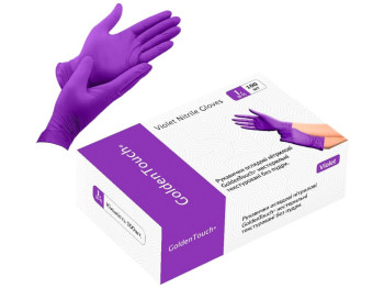 Рукавички Golden Touch, нестерильні, текстуровані, нітрил, розмір L, 3,7г, колір фіолетовий, 50шт