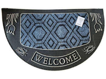 Килимок придверний Wellcome, поліестер, ПВХ, 45×75см, колір сірий