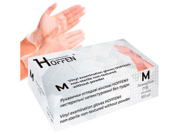 Рукавички вінілові M Hoffen 4.0г нестерильні нетекстуровані б/п, 100шт