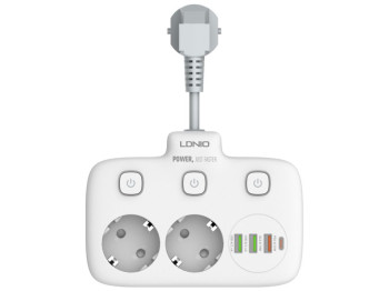 Сетевой удлинитель LDNIO SE2435 2 EU ports /1 PD/1 QC/2 auto ID Цвет Белый