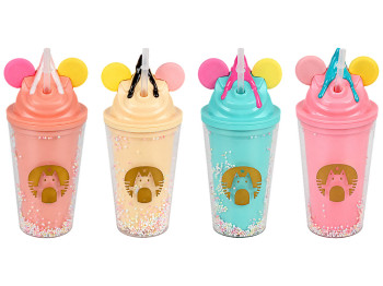 Стакан Ice cream пластиковий з кришкою та трубочкою, 4 кольори, 350 мл (ціна за 1шт)