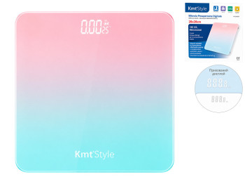 Ваги для підлоги KmtStyle, скло ABS, до 180кг, 28×28см, колір рожево-блакитний