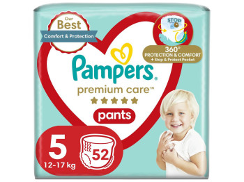 Підгузки-трусики Pampers Premium Care Pants, одноразові, розмір 5, 11-17кг, 52шт/уп