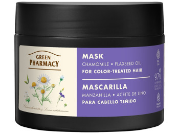 Маска для волосся Green Pharmacy, живлення та захист кольору, з ромашкою та лляною олією, 300мл