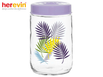 Банка скляна Herevin "Fiolet Leaf" з пластиковою кришкою 600мл 63242