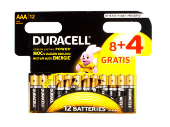 Батарейка алкалінова Duracell, 1.5V, AAA, LR03 (ціна за блістер 12шт)