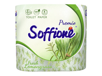 Папір туалетний Soffione "Fresh Lemongrass" тришаровий (ціна за упаковку 4 рулони)