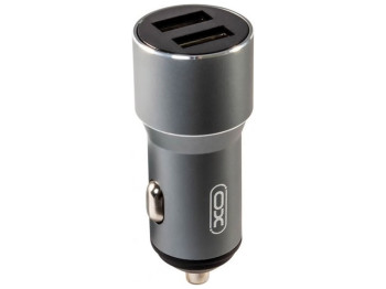 Автомобільний Зарядний Пристрій XO-CC30 Dual USB, Сiрий