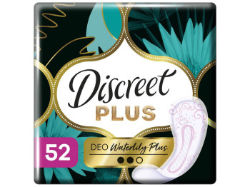 Прокладки ежедневные Discreet Water Lily Deo Plus, одноразовые, 1 капля, аромат водяная лилия, 52шт