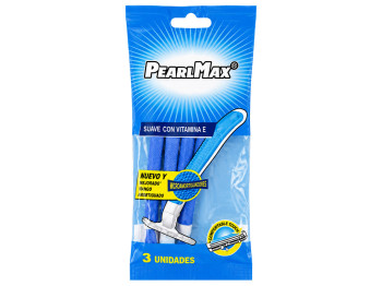 Одноразові чоловічі бритви PearlMax з вітаміном Е та рельєфною ручкою, 3 шт