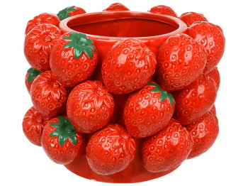 Ваза для квітів порцелянова Strawberry червона, D26×20см