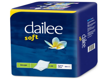 Пелюшки одноразові Dailee Soft, 2 краплі, целюлоза, неткане полотно, 60×90см, 20шт
