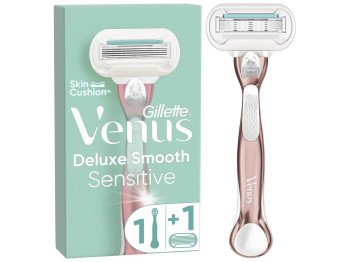 Бритва для гоління Gillette Venus Extra Smooth Sensitive, з 1 змінною касетою, 5 лез, колір розе