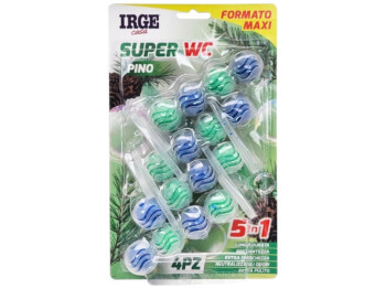 Туалетный блок-дезодорант Irge Casa Super WC Bowl Pino 5в1, аромат сосна, 4×55г, 4шт