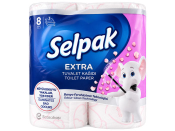 Туалетний папір Selpak Extra, 3-шаровий, м’який, 8 рулонів
