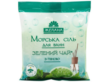 Соль для ванны Желана, морская с пеной и каолином зеленый чай, 500г