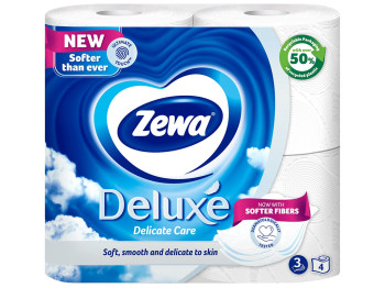 Туалетная бумага Zewa Deluxе, 3х шаровая, белая (цена за упаковку 4шт)