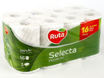 Бумага туалетная "Ruta" Selecta белая трехсл. (цена за уп. 16 рулонов)