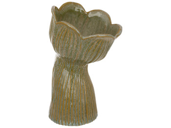 Ваза для квітів керамічна Tulip зелена, 14×11,5×22см